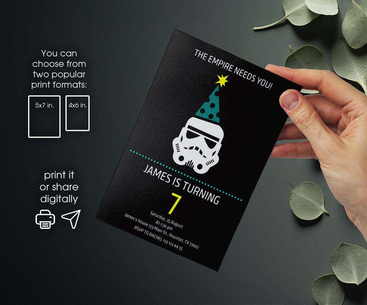 Star Wars Darth Vader customizable invitation template | Share or Print | boy | FD971