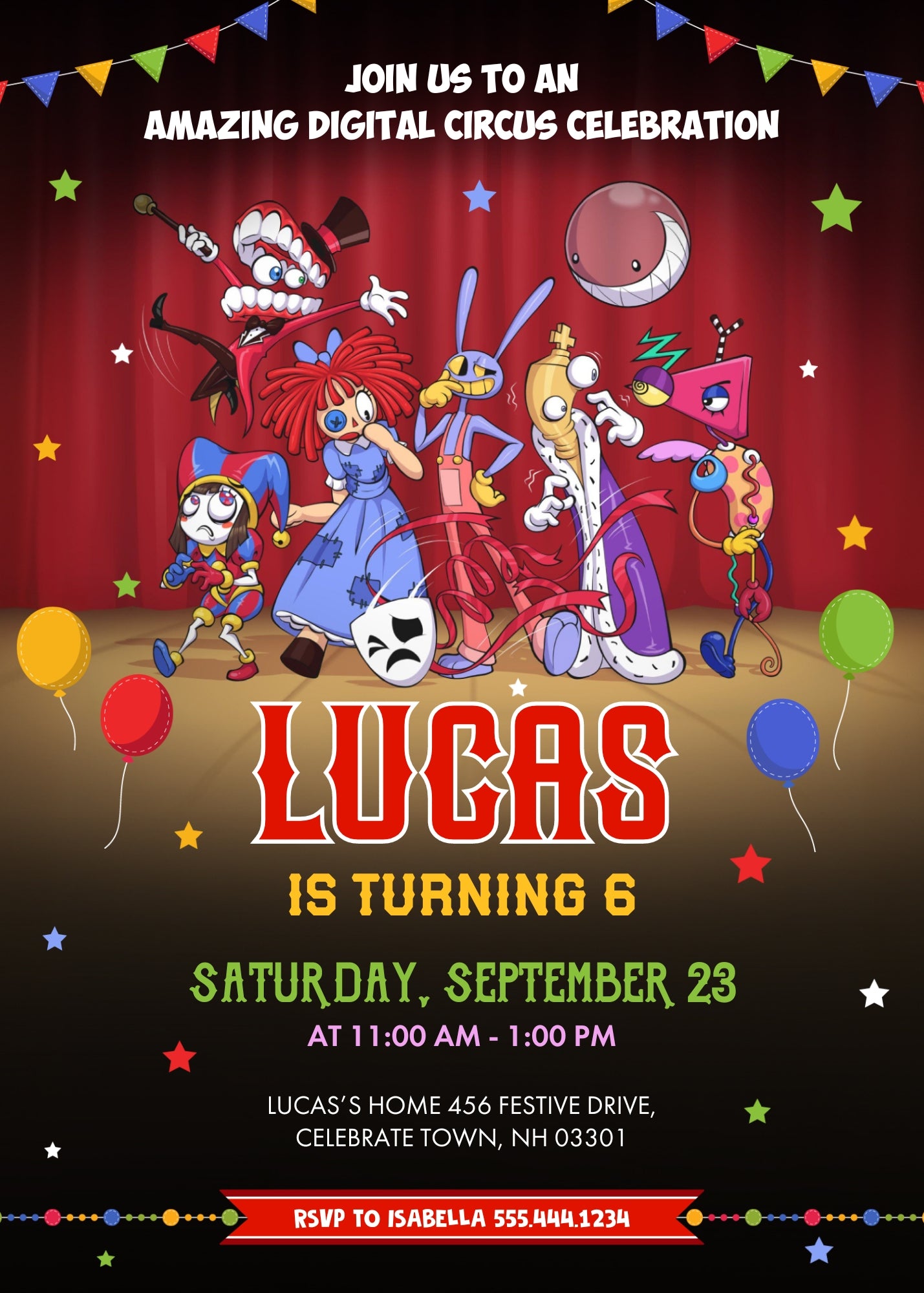 The Amazing Digital Circus customizable invitation template | Share or Print | BU911