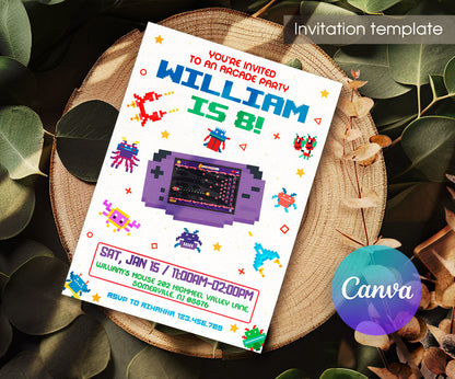 Arcade Gamer customizable invitation template | Share or Print | XW303