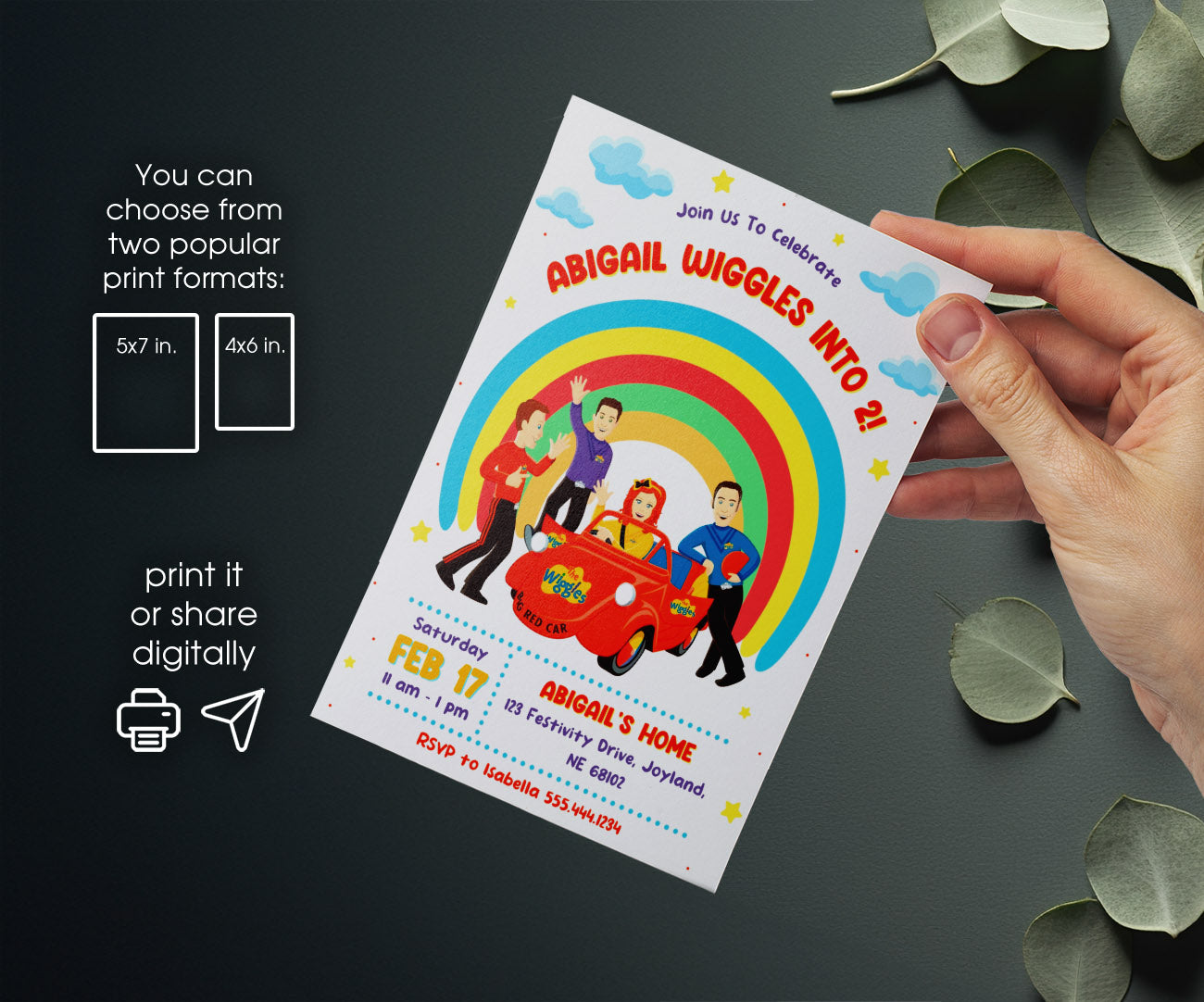 Wiggles One Finger One Thumb customizable invitation template | Share or Print | YL935