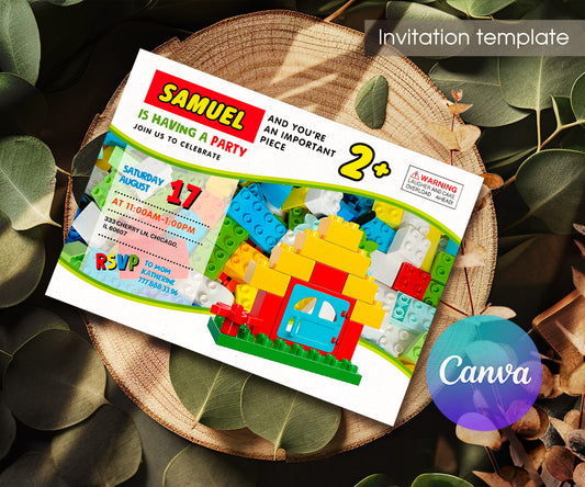 Lego Duplo House customizable invitation template | Share or Print | AH015