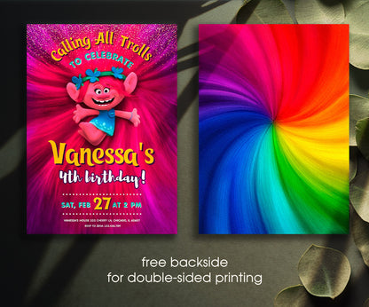 Trolls Poppy customizable invitation template | Share or Print | YI462