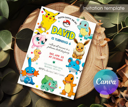 Pokemon Pikachu customizable invitation template | Share or Print | ID808