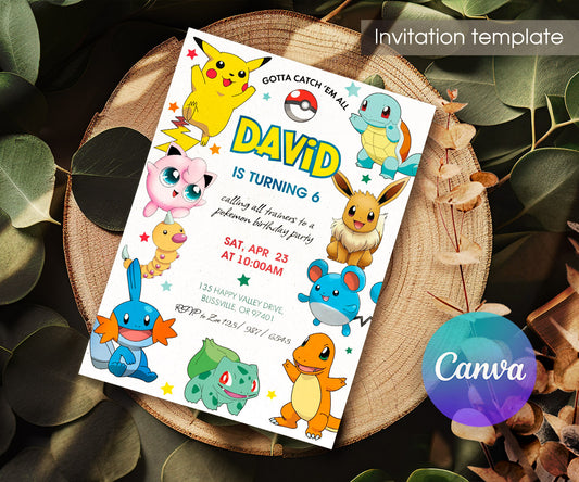 Pokemon Pikachu customizable invitation template | Share or Print | ID808