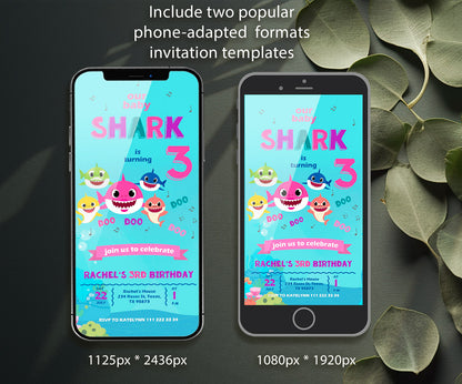 Baby Shark customizable invitation template | Share or Print | ZI746
