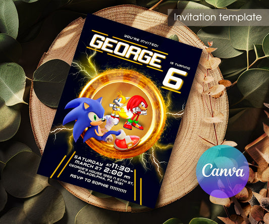 Sonic the Hedgehog customizable invitation template | Share or Print | HC894