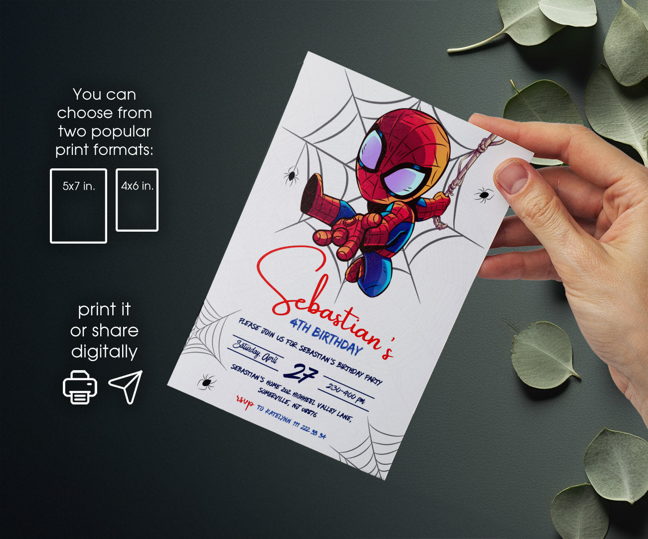 Spidey and His Amazing Friends customizable invitation template | Share or Print | boy | QW899