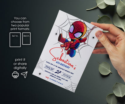 Spidey and His Amazing Friends customizable invitation template | Share or Print | boy | QW899