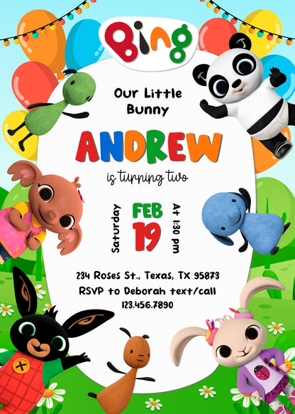 Bing Bunny customizable invitation template | Share or Print | CB944