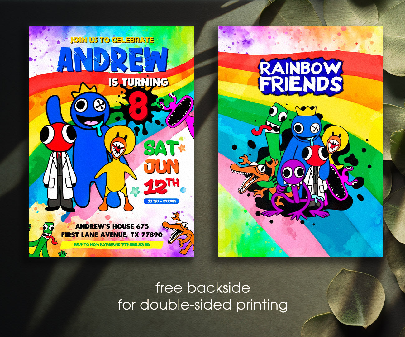 Rainbow Friends customizable invitation template | Share or Print | QD543