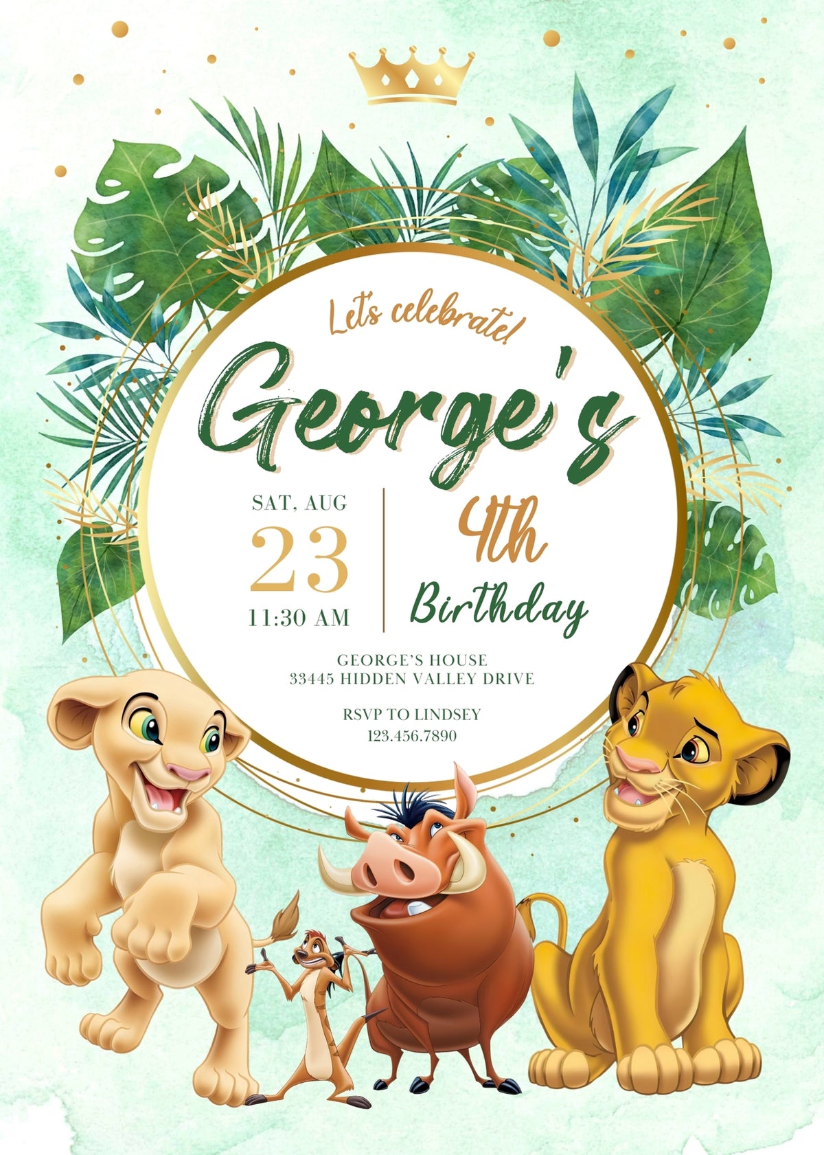 Lion King Simba customizable invitation template | Share or Print | RZ945