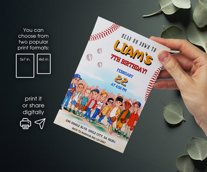 Baseball MLB Sport customizable invitation template | Share or Print | BI712