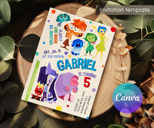 Inside Out 2 customizable invitation template | Share or Print | DT004