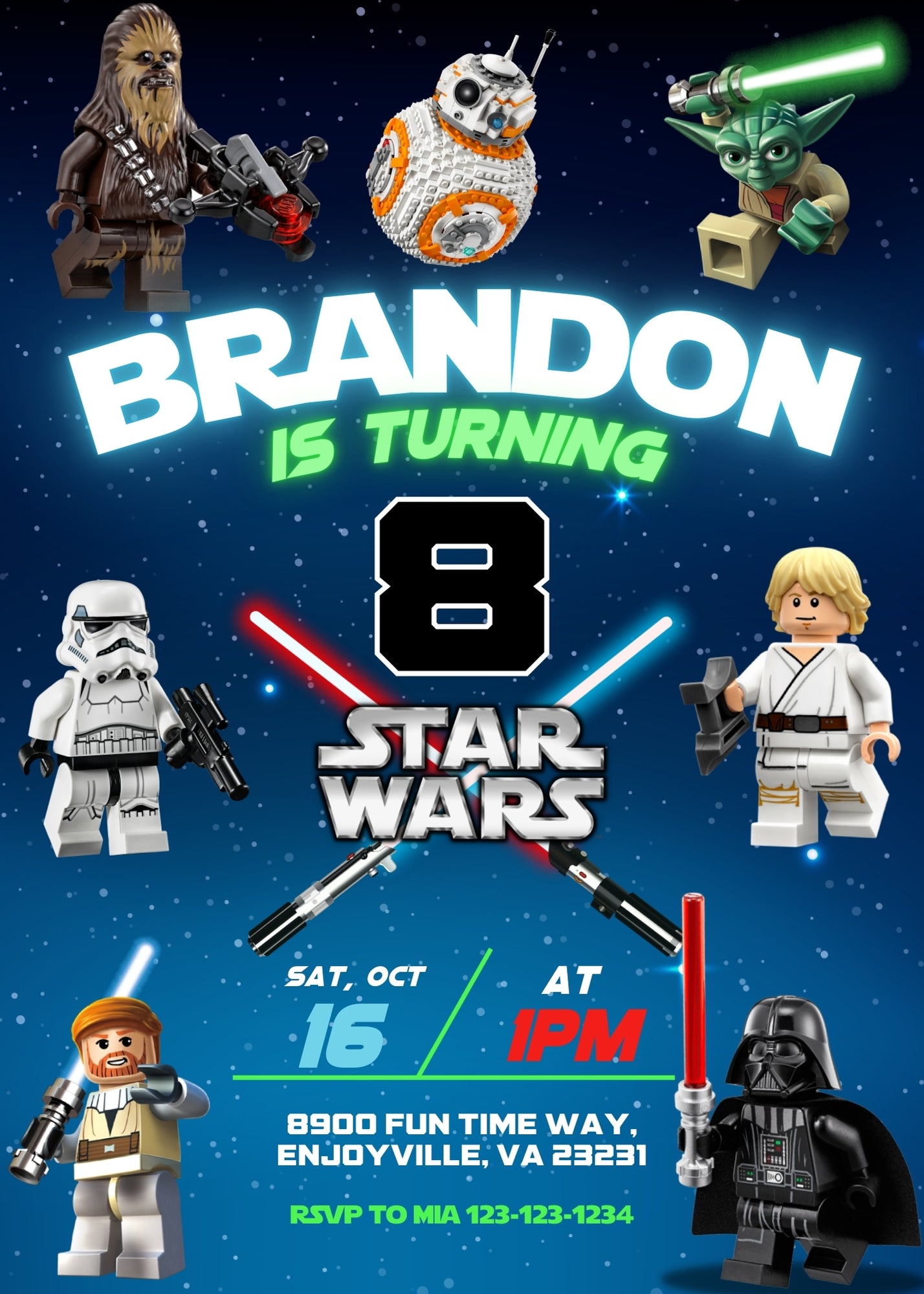 Star Wars Darth Vader Lego Minifigures customizable invitation template | Share or Print | WY503