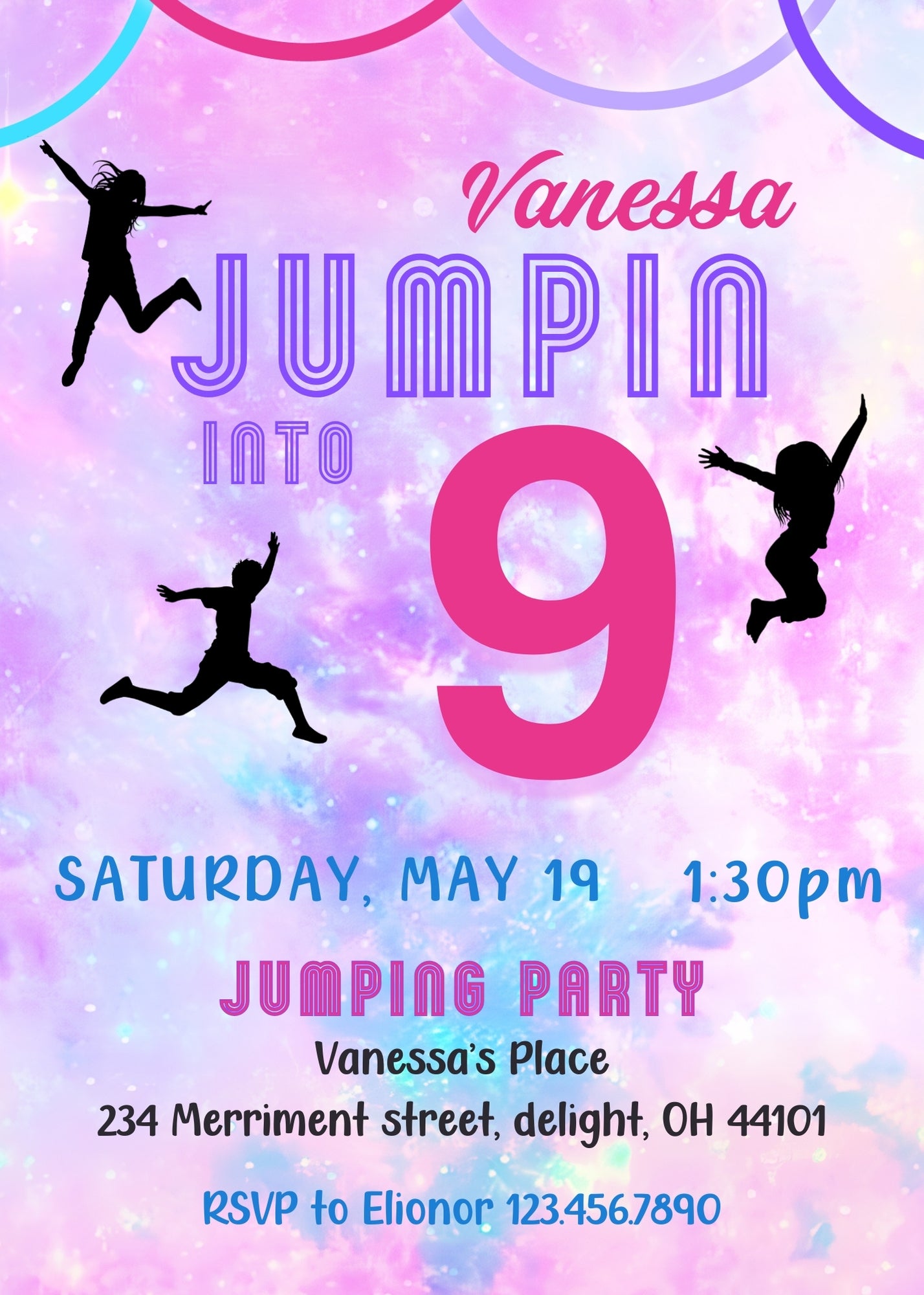 Trampoline Jump Party customizable invitation template | Share or Print | WP276