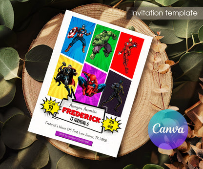 Avengers Marvel Superhero customizable invitation template | Share or Print | boy | CZ820