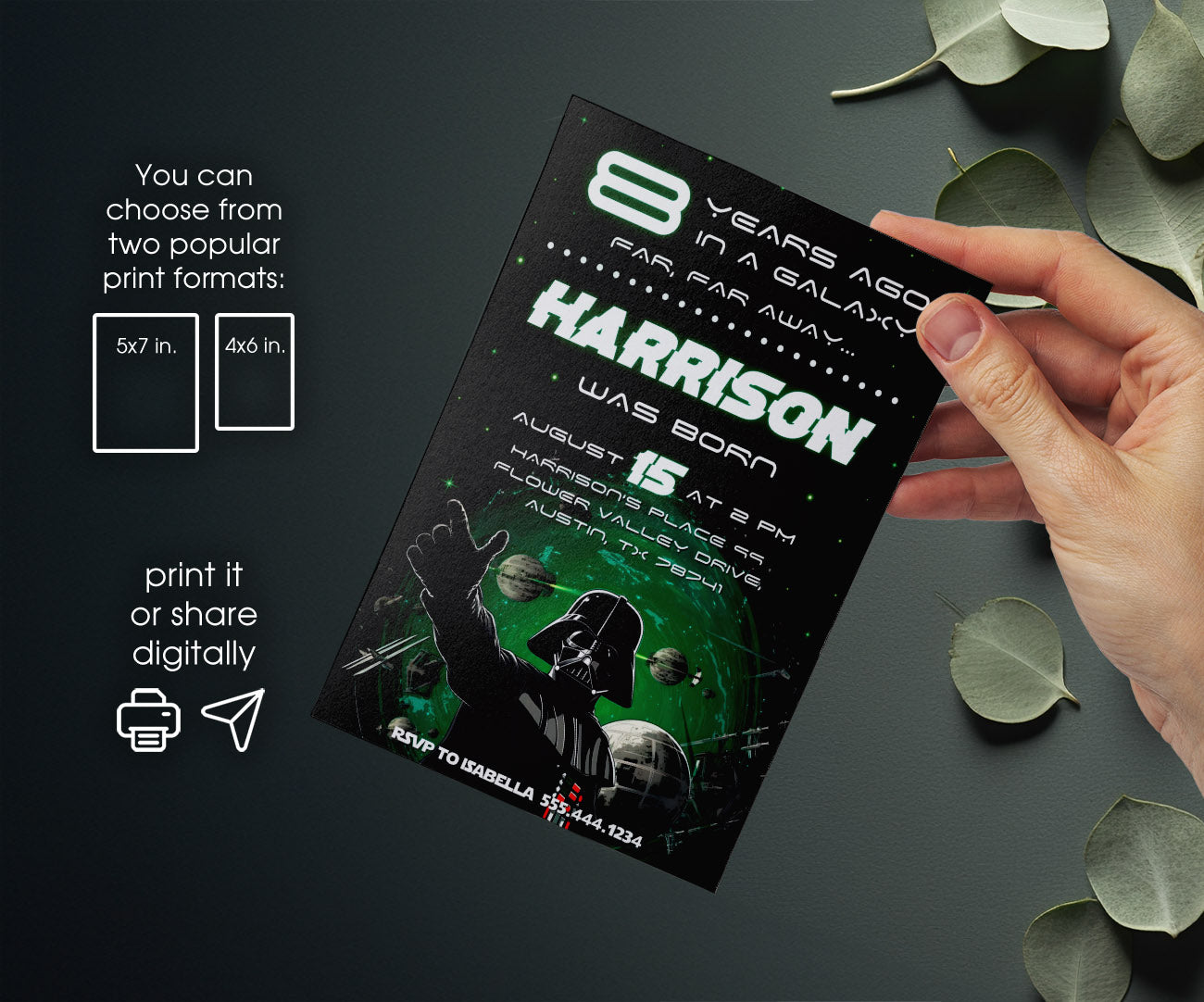 Star Wars Darth Vader customizable invitation template | Share or Print | boy | HV405