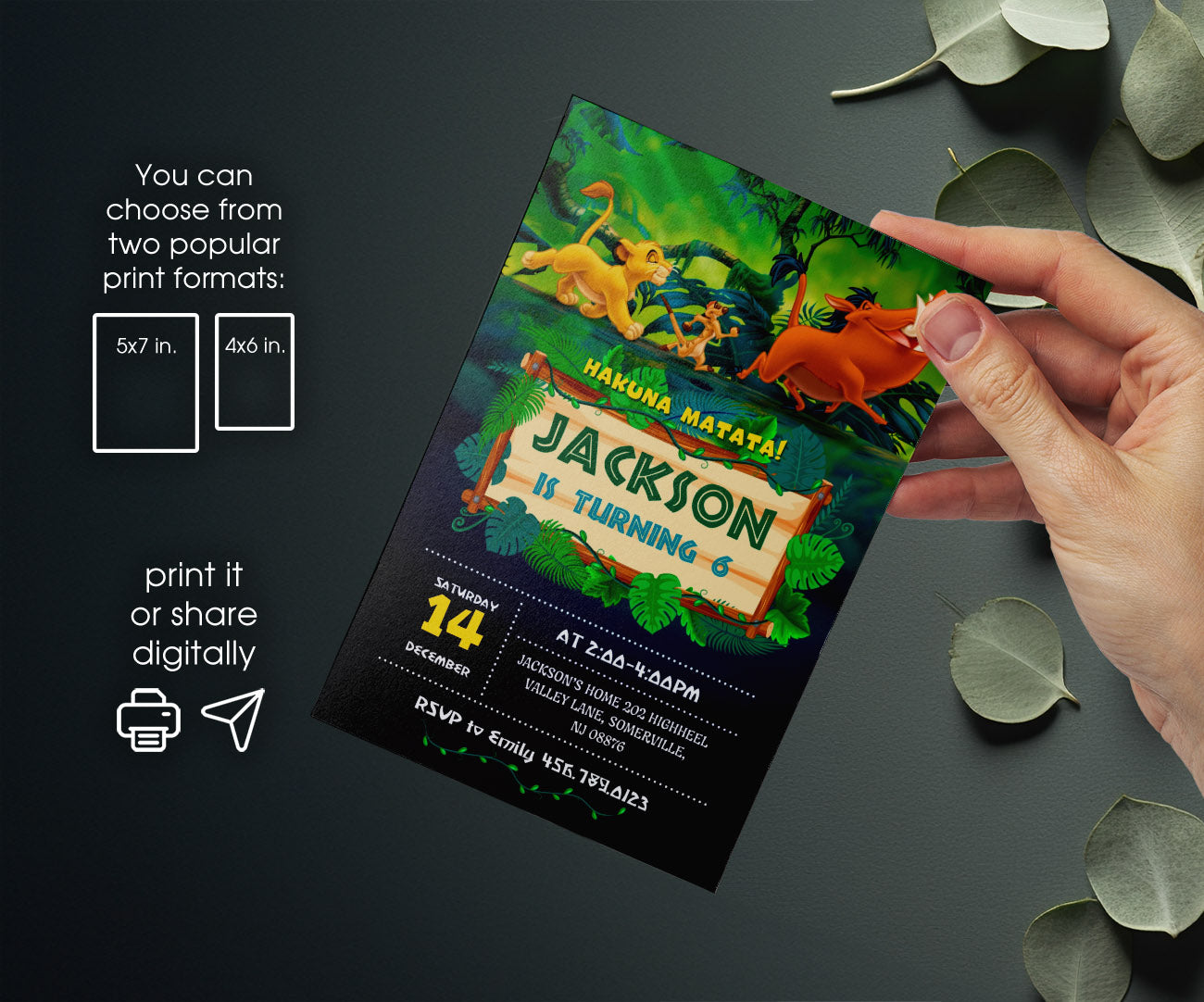 Lion King Simba customizable invitation template | Share or Print | UJ203