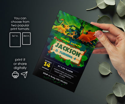 Lion King Simba customizable invitation template | Share or Print | UJ203
