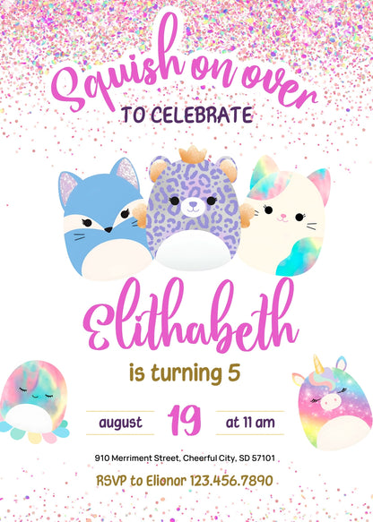 Squishmallows customizable invitation template | Share or Print | JY736
