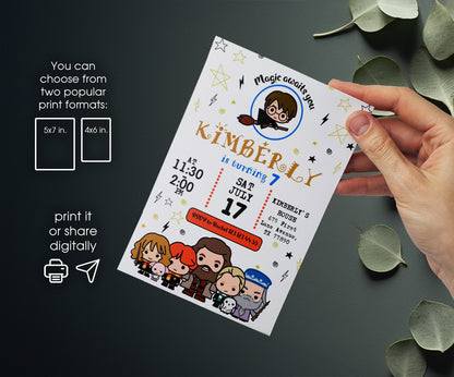 Harry Potter customizable invitation template | Share or Print | UU979