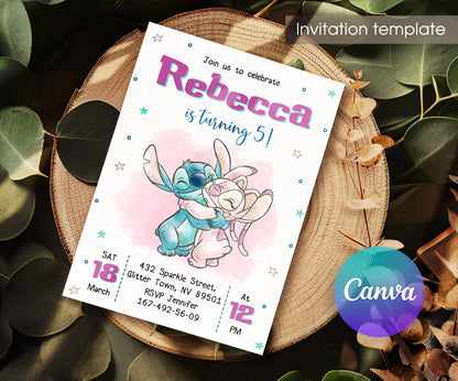 Lilo & Stitch Angel customizable invitation template | Share or Print | girl | HY116