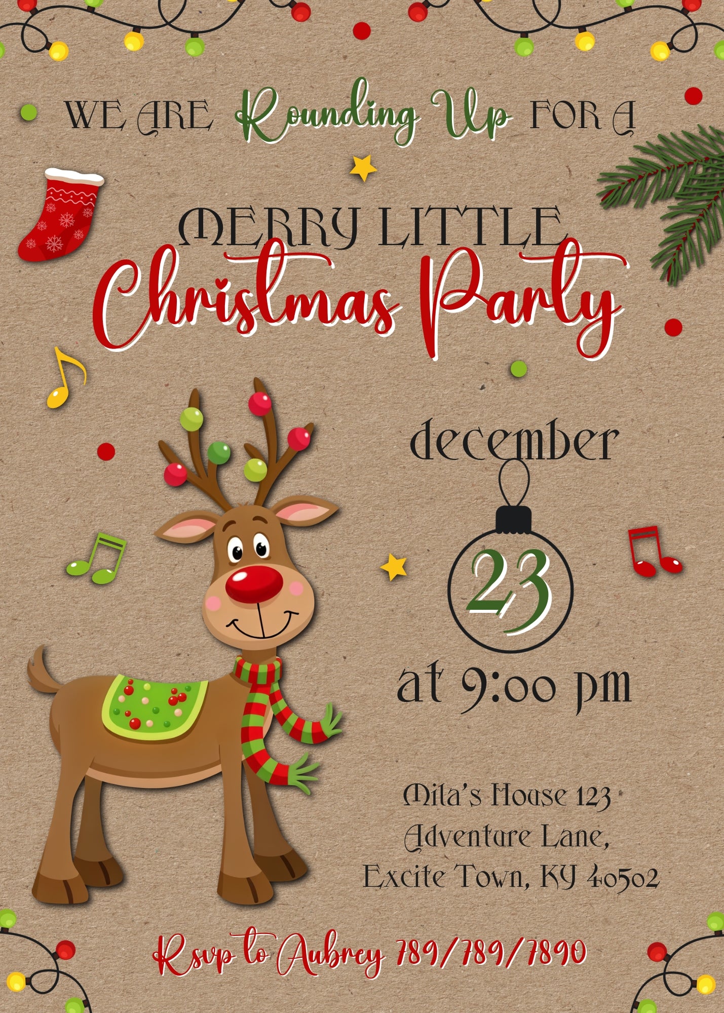 Rudolph the Red-Nosed Reindeer customizable invitation template | Share or Print | GO970
