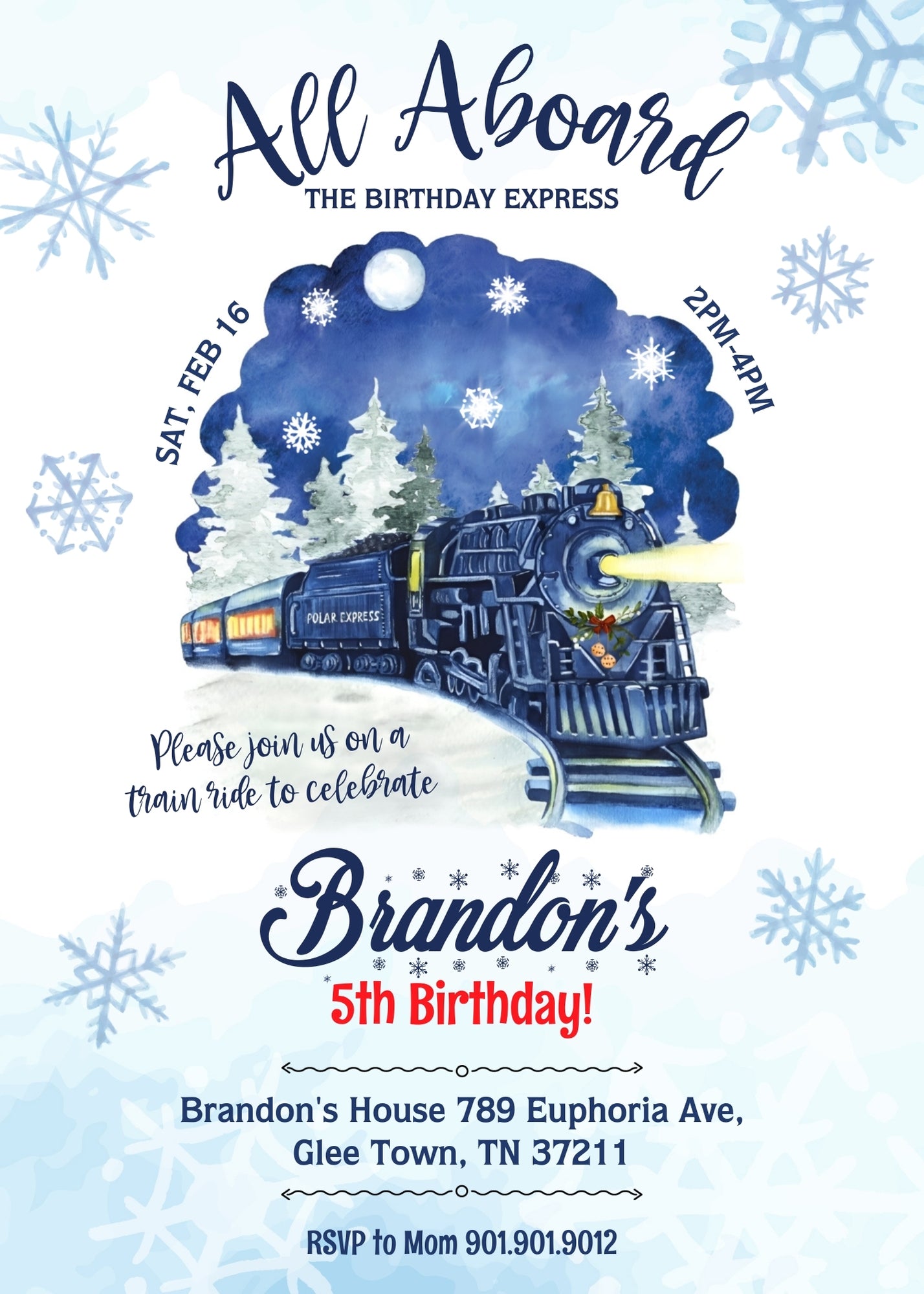 The Polar Express Christmass Train customizable invitation template | Share or Print | TZ278