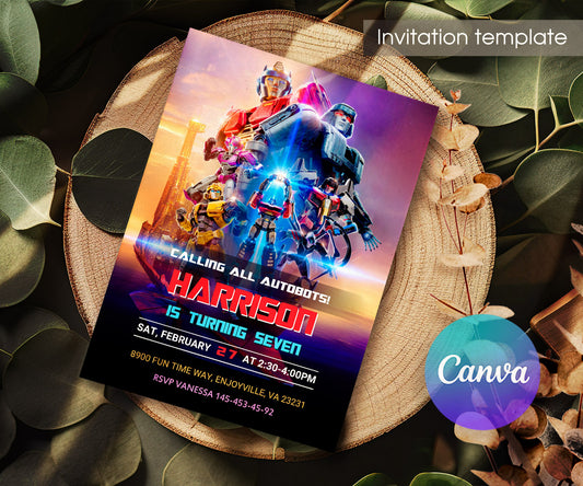 Transformers One Rescue Bots customizable invitation template | Share or Print | boy | EA714