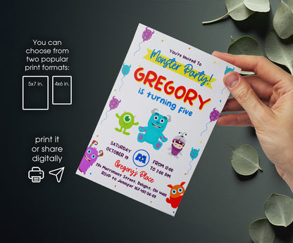 Monsters, Inc. customizable invitation template | Share or Print | EI603