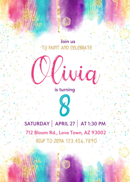 Art Party customizable invitation template | Share or Print | girl | ER922