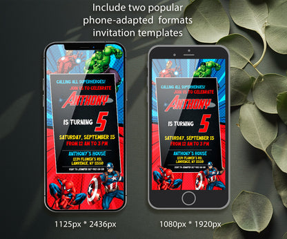 Avengers Marvel Superhero customizable invitation template | Share or Print | boy | VP635