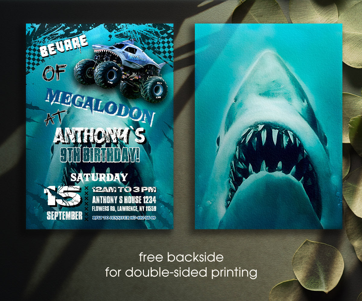 Megaldon Monster Jam Truck customizable invitation template | Share or Print | boy | VY175