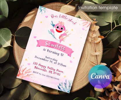 Baby Shark customizable invitation template | Share or Print | CI737