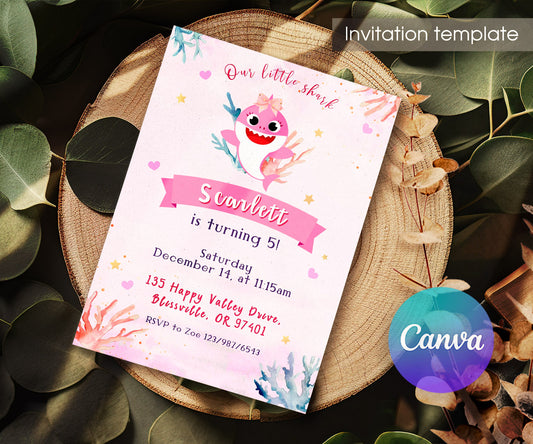 Baby Shark customizable invitation template | Share or Print | CI737