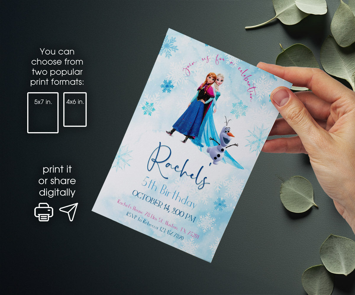 Frozen Elsa customizable invitation template | Share or Print | girl | CA917