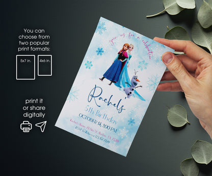 Frozen Elsa customizable invitation template | Share or Print | girl | CA917