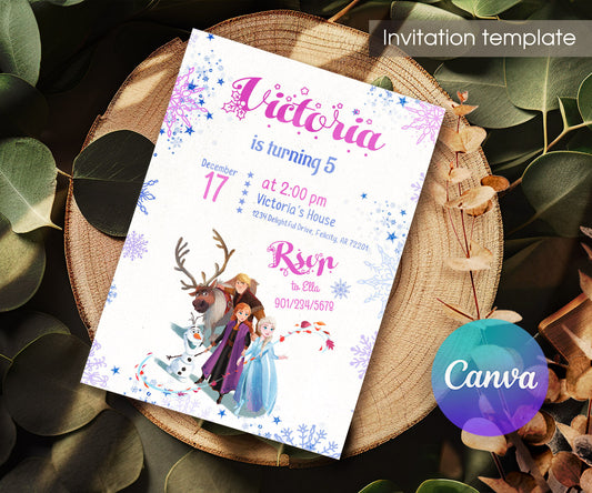 Frozen Elsa customizable invitation template | Share or Print | girl | EY795