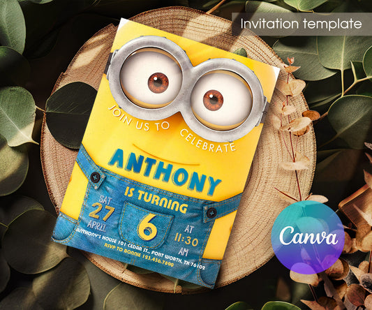 Minions Despicable Me customizable invitation template | Share or Print | GU153