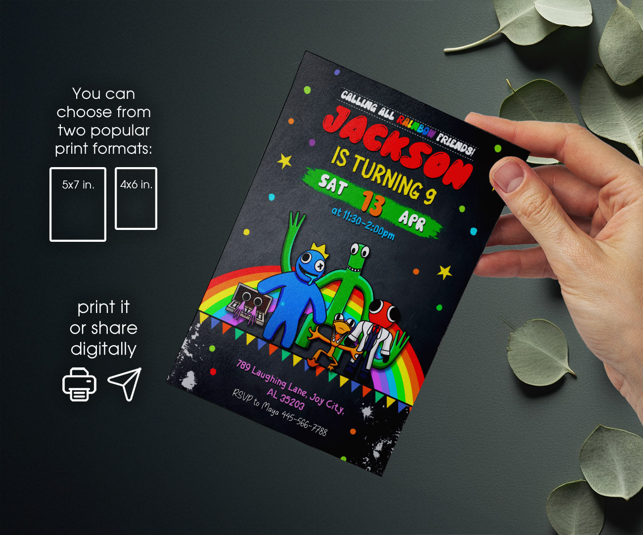Rainbow Friends customizable invitation template | Share or Print | TL449