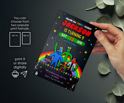 Rainbow Friends customizable invitation template | Share or Print | TL449