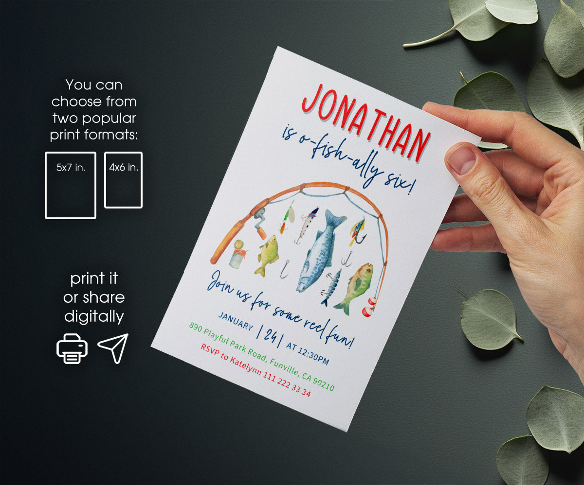 Fishing O-Fish-Ally customizable invitation template | Share or Print | QX520
