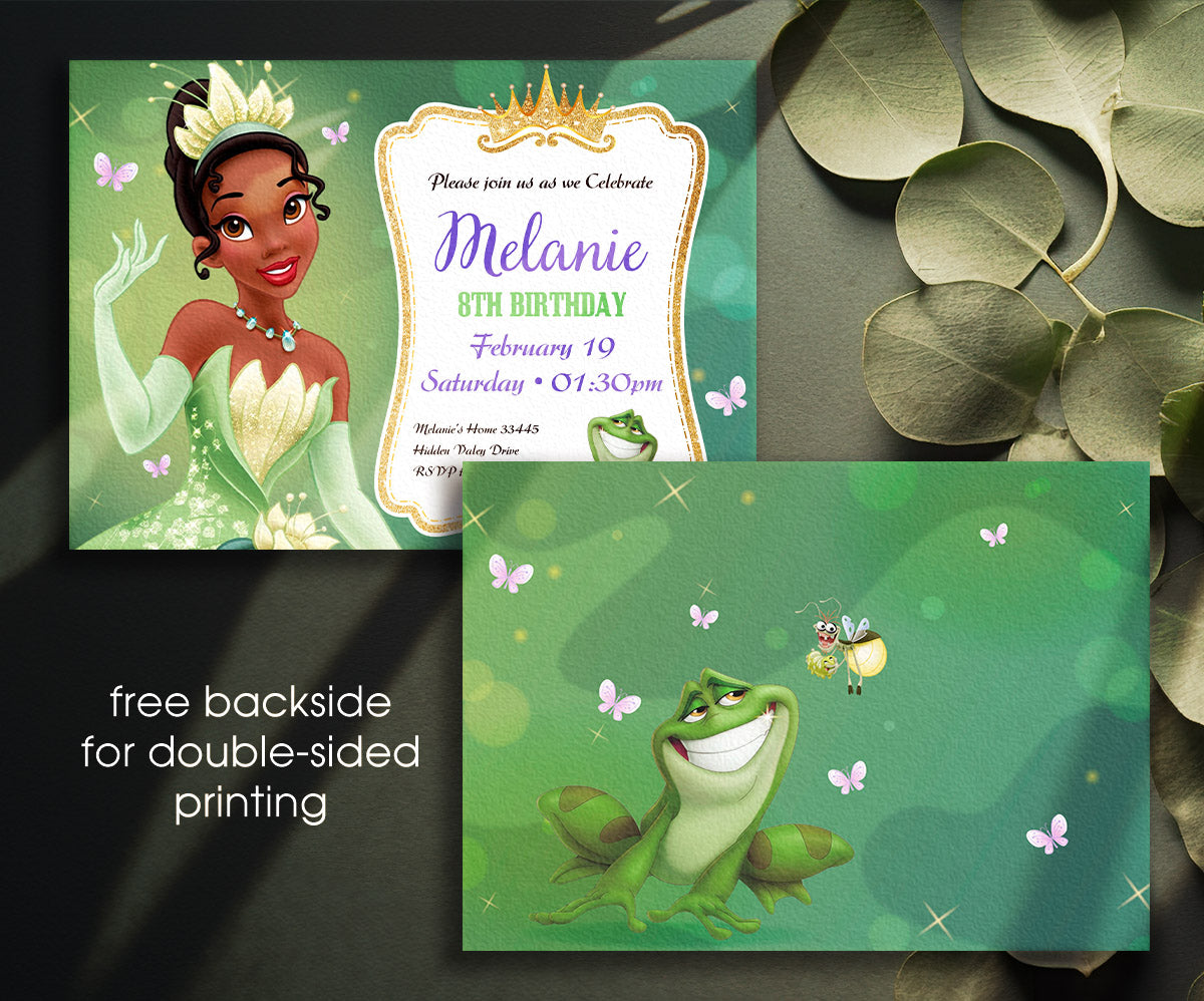 Tiana Frog Princess customizable invitation template | Share or Print | girl | DA634