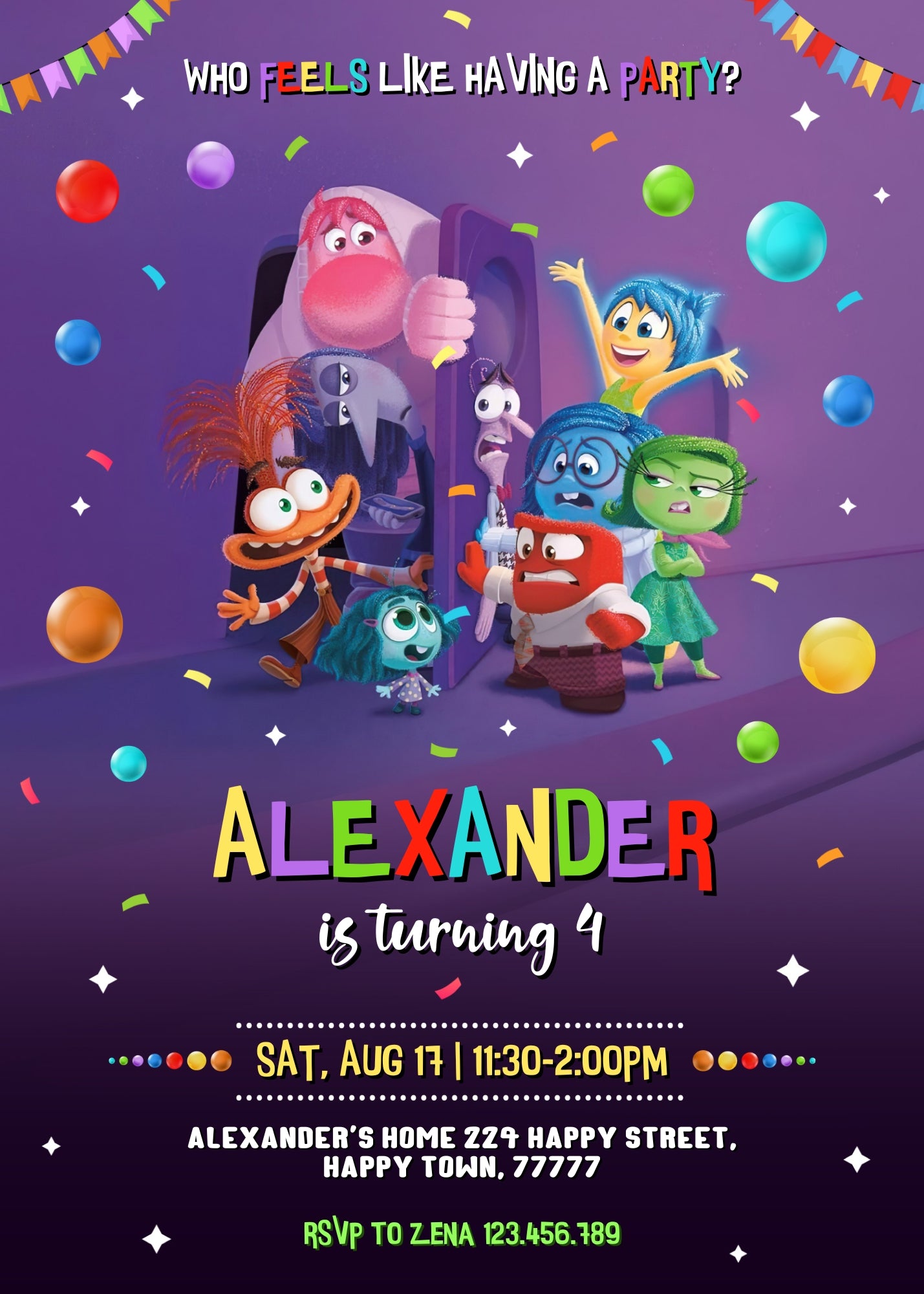 Inside Out 2 customizable invitation template | Share or Print | MN592