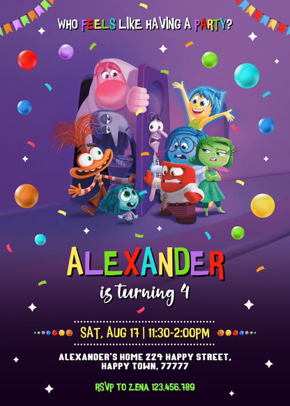 Inside Out 2 customizable invitation template | Share or Print | MN592