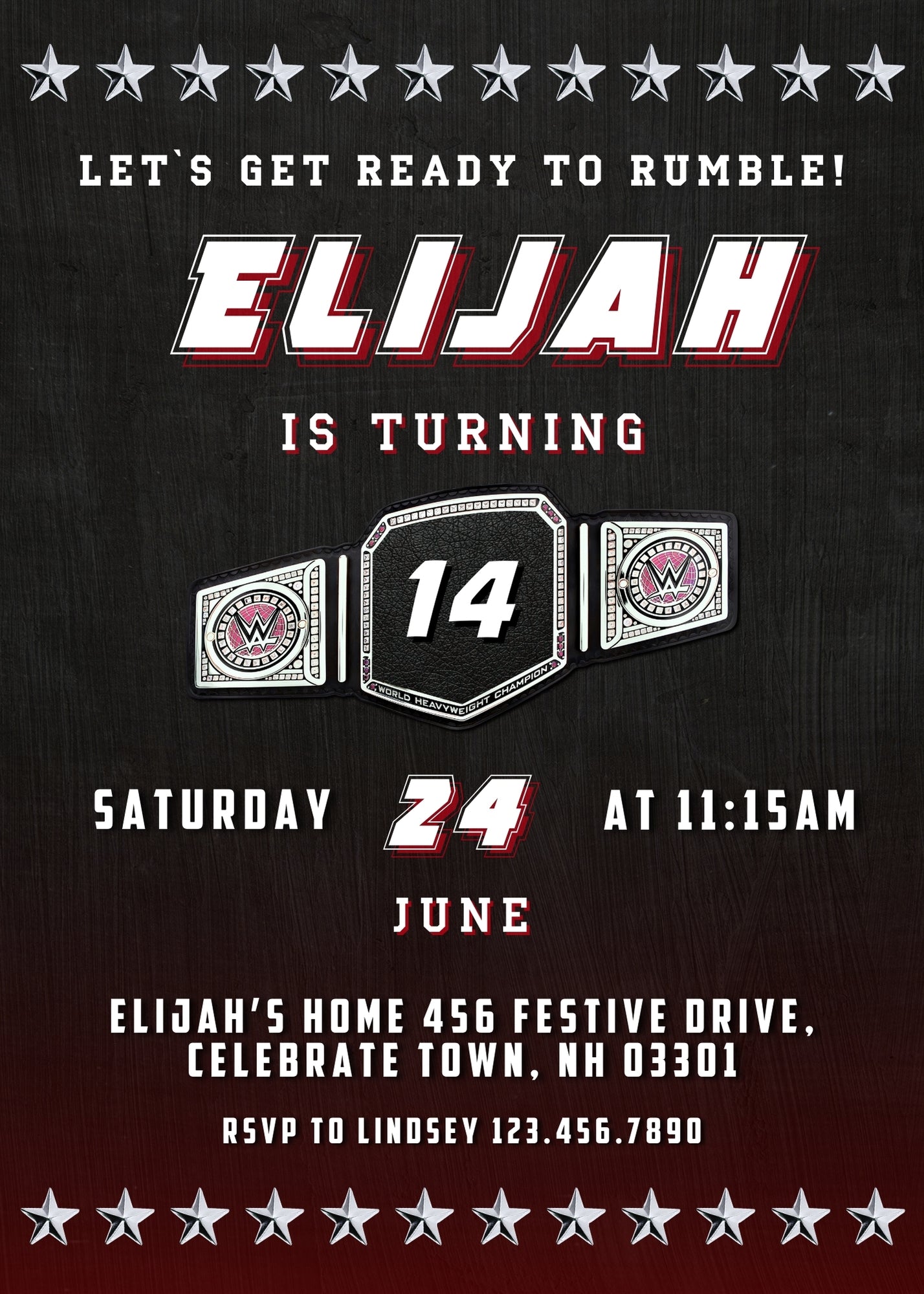 Wrestling WWE WrestleMania customizable invitation template | Share or Print | boy | XR983