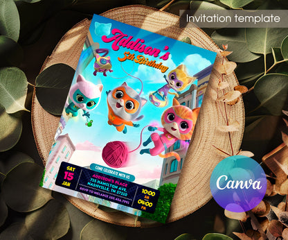 SuperKitties customizable invitation template | Share or Print | VW615