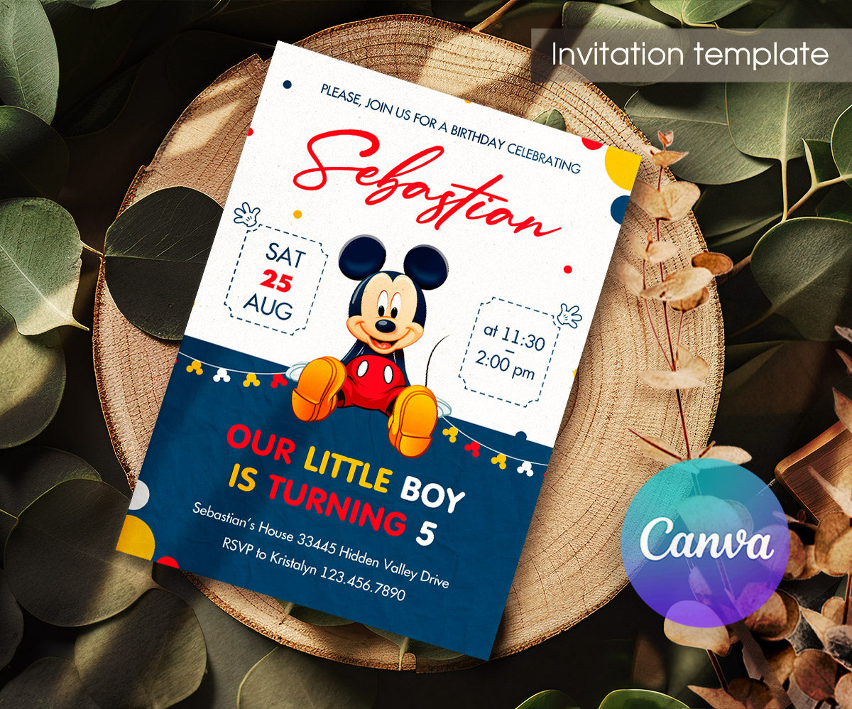 Mickey Mouse and Friends customizable invitation template | Share or Print | QU350