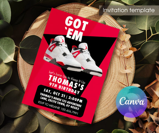 Sneaker Ball Air Jordan Nike customizable invitation template | Share or Print | UV988