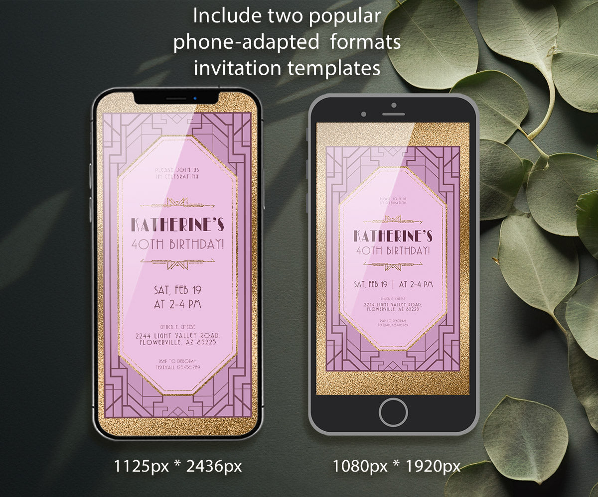 The Great Gatsby Art Deco customizable invitation template | Share or Print | AJ587